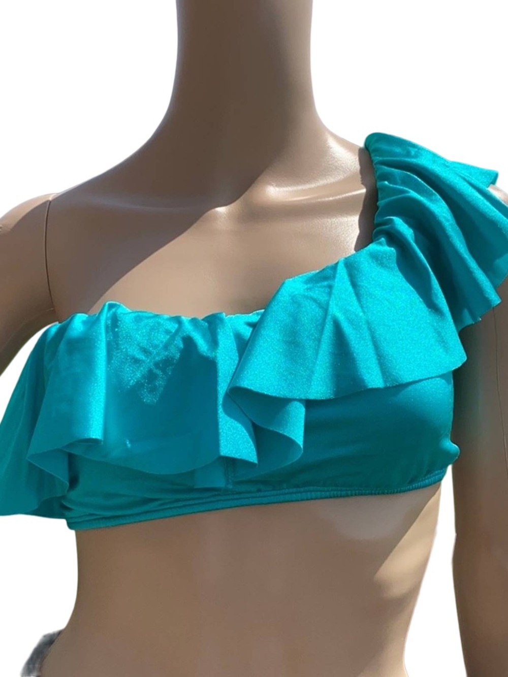 Women’s One-Shoulder Ruffled Bikini Top - Teal
